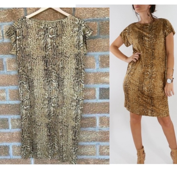 TORY BURCH Snake Print Silk Short Sleeve Dress size small - Picture 1 of 14
